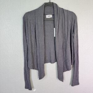Joah Brown Cardigan Womens One Size Gray Ribbed Open Front Drape Sweater